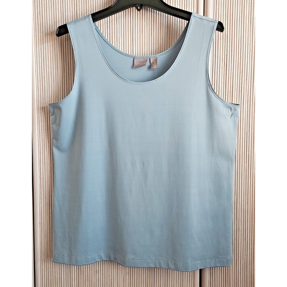 Chico's Women's Tank Size 3 (16/18) Blue Microfeel Basic Knit NWT